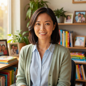 Portrait of Sophie Nguyen, Adoption Coordinator with kind eyes